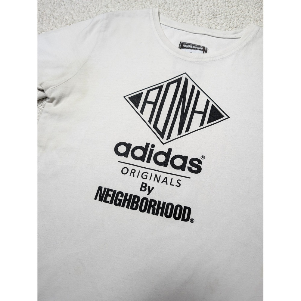 Adidas Neighborhood Mens T Shirt NHBD Logo Graphic Cotton Off White Regular M